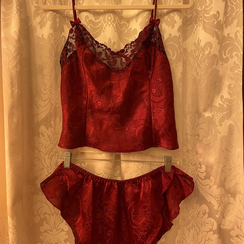 Victoria's Secret Red Lace Chemise Lingerie Set